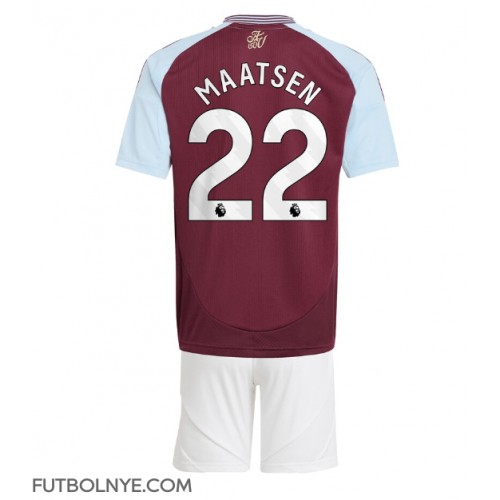 Camiseta Aston Villa Ian Maatsen #22 Primera Equipación para niños 2024-25 manga corta (+ pantalones cortos)